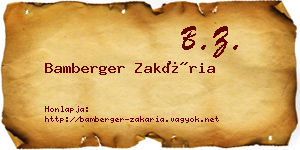 Bamberger Zakária névjegykártya